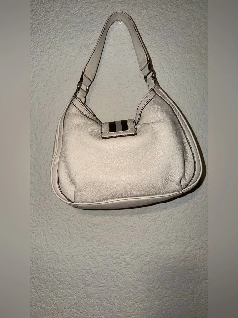 Michael Kors Cream Pebbled Leather Hobo with Gold-Tone Accent